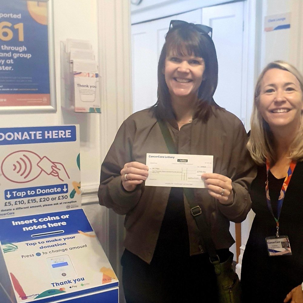 Yvonne wins CancerCare Lottery rollover prize of £2,600!