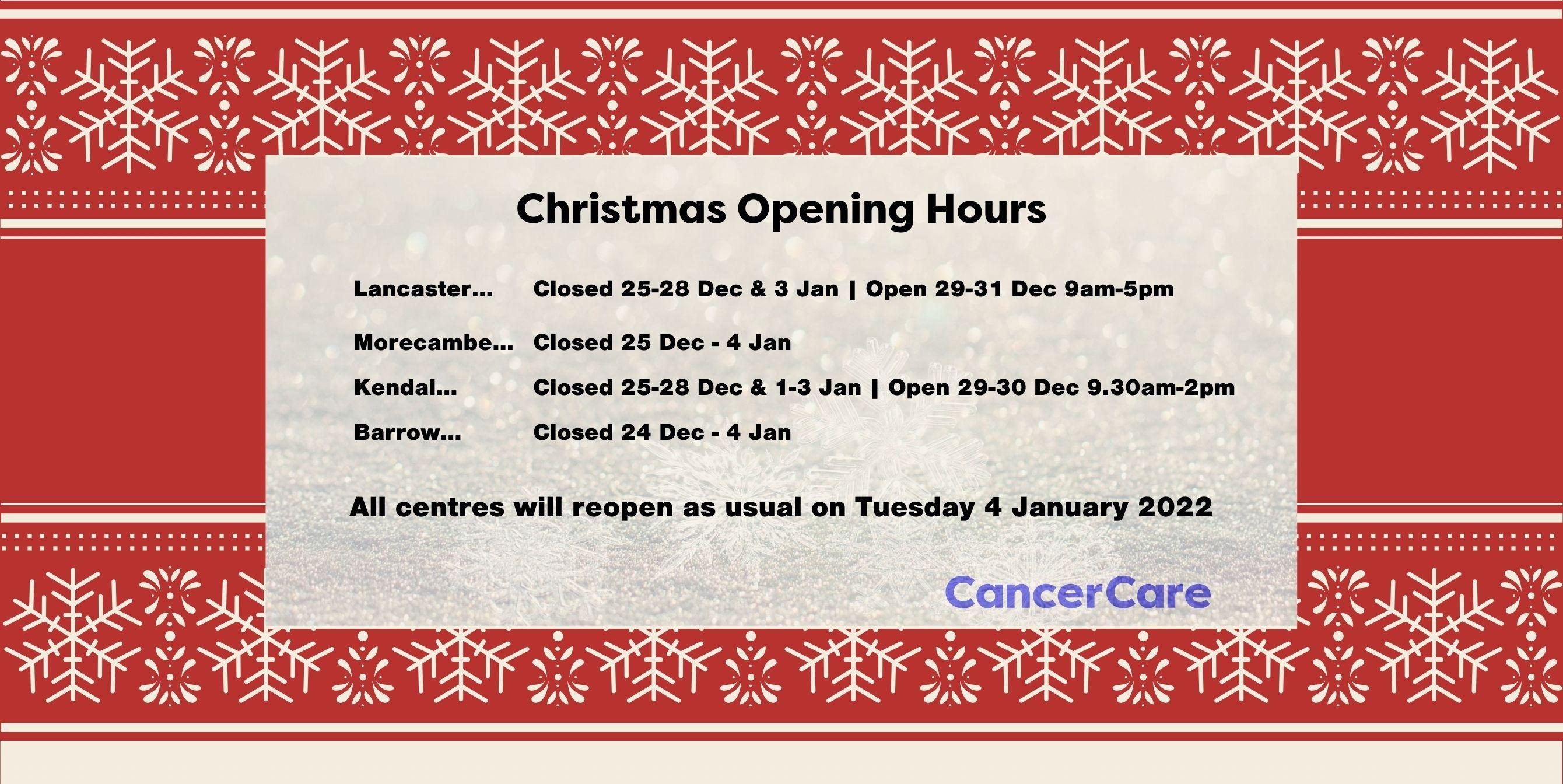 Xmas opening hours slide
